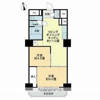 ライオンズマンションちくさ[2LDK/48.96m2]の間取図