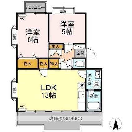 ピュアハイツ[2LDK/67.19m2]の間取図