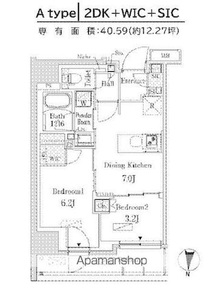 パークアクシス両国スクエア[2DK/40.59m2]の間取図