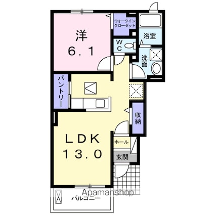 カシオペア[1LDK/45.77m2]の間取図