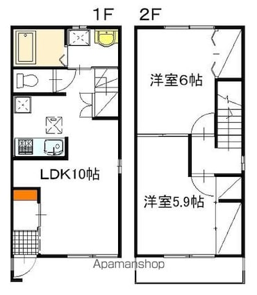 サンライズ・高砂[2LDK/57.23m2]の間取図