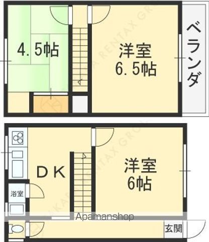 近鉄難波・奈良線 河内花園駅 徒歩10分 3階建 築54年の間取り写真