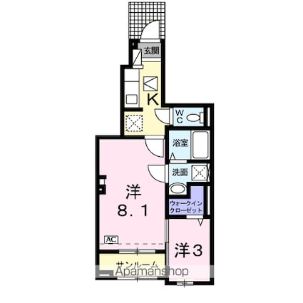 岐阜県岐阜市今嶺１丁目[2K/36.96m2]の間取図