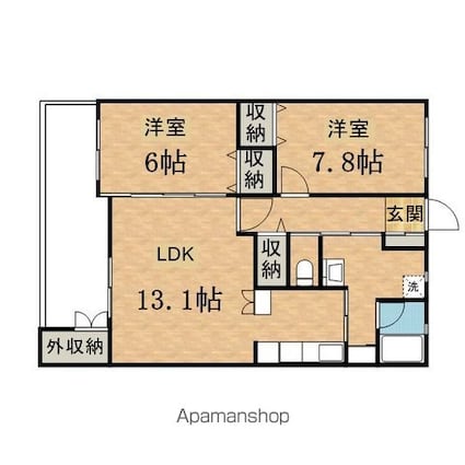 らくりーぶ２１万願寺[2LDK/63.83m2]の間取図