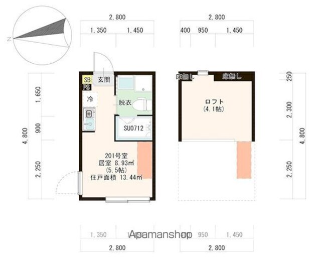 ハーモニーテラス蓮根Ⅳ[1R/13.44m2]の間取図