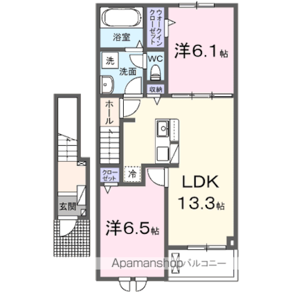 グリーンフィール[2LDK/59.55m2]の間取図