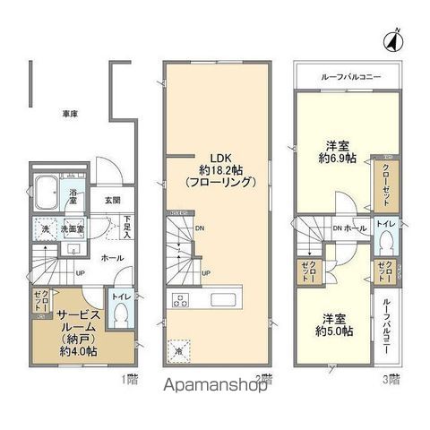 小田急電鉄小田原線 生田駅 徒歩17分 3階建 築4年の間取り写真