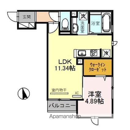 サザンクロス[1LDK/41.49m2]の間取図