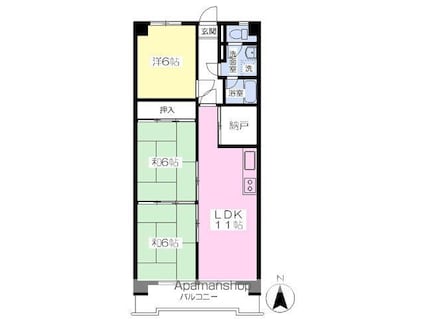 グリーンハイツ朝日ケ丘[3LDK/62.1m2]の間取図
