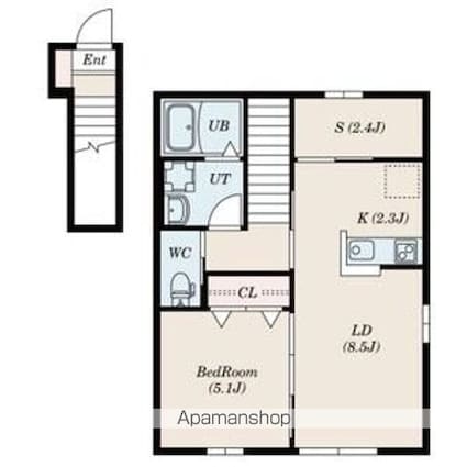 Ｌａ　Ｐｌｕｍｅｒｉａ[1SLDK/46.98m2]の間取図