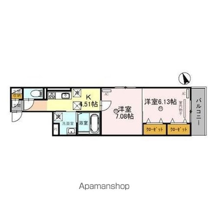 すずらん彦根[2K/44.46m2]の間取図