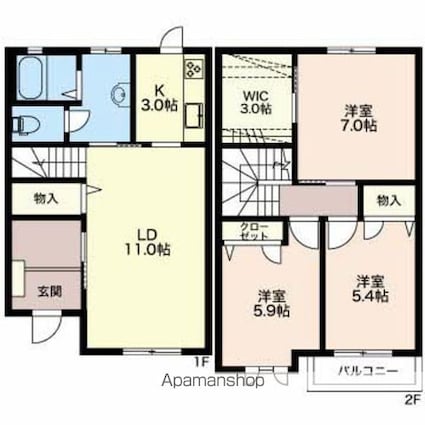メゾンプリエール[3LDK/84.09m2]の間取図