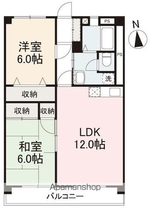 ヴィラ・アンソレイエ香西本町[2LDK/56.7m2]の間取図