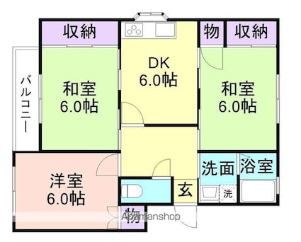 ソル・ヤード吉田[3DK/60.72m2]の間取図