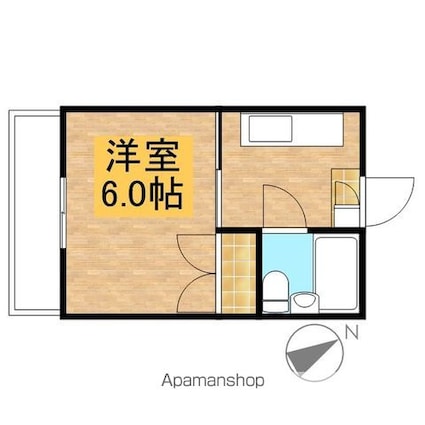 サンライズ北原[1R/20m2]の間取図