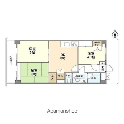 東京都世田谷区砧５丁目[3DK/61.15m2]の間取図