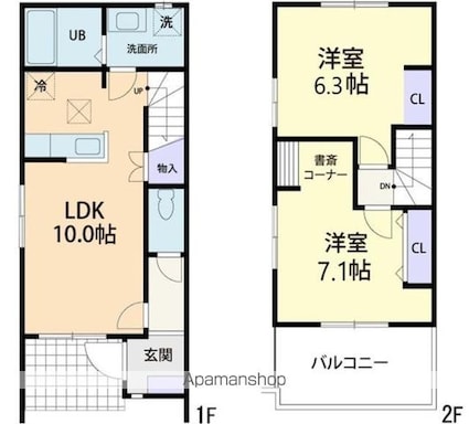 トミーレジデンス[2LDK/55.58m2]の間取図