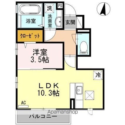 Ｇｏｏｄ　Ｗｏｏｄ西が丘[1LDK/36.58m2]の間取図