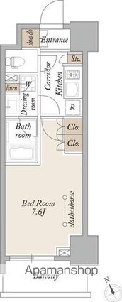 プライマル浅草言問通[1K/25.32m2]の間取図