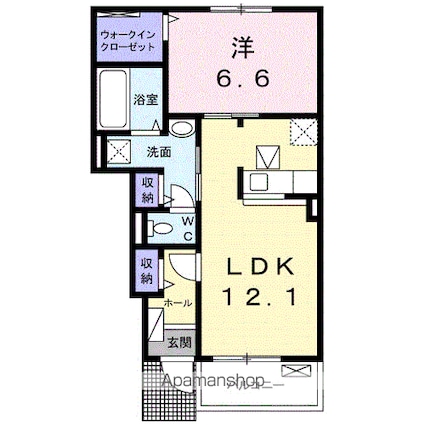 りりあん　Ⅲ[1LDK/48.35m2]の間取図