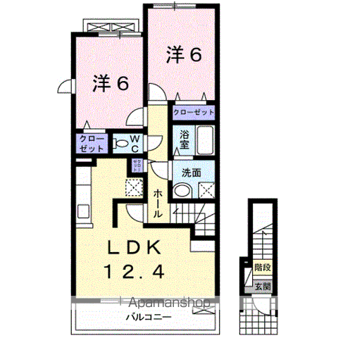 和歌山市西浜のアパートの間取り