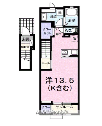 パフュームⅠ[1R/40.94m2]の間取図