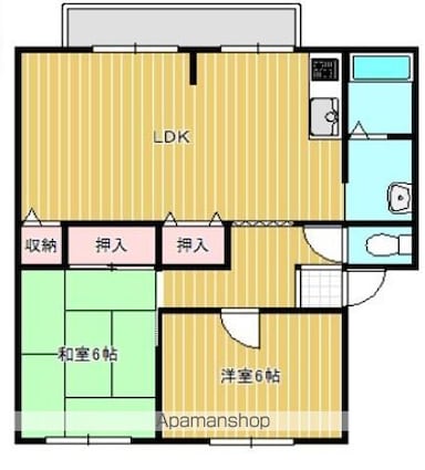 サンビレッジ白金Ｂ棟[2LDK/52.66m2]の間取図
