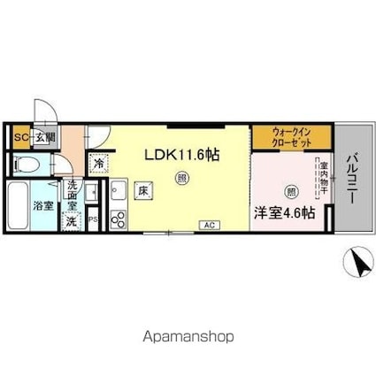 ＴＯＲＩＳＩＡ箱崎宮前[1LDK/40.26m2]の間取図