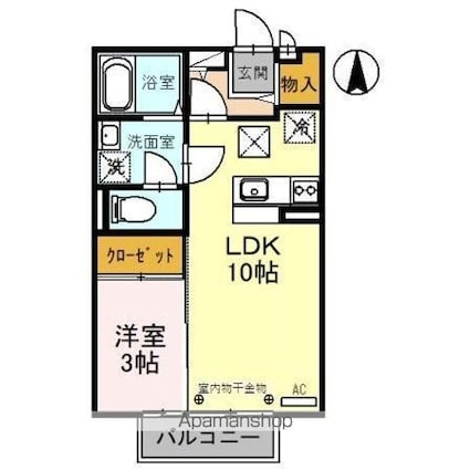 ボナチーア[1LDK/33.4m2]の間取図