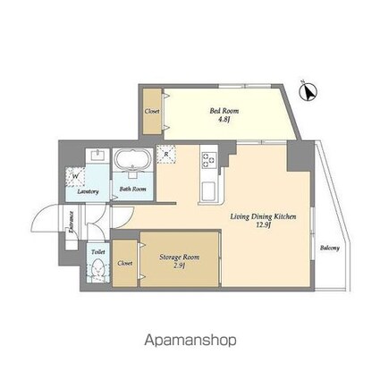 アルファコート曳舟２[1SLDK/47.21m2]の間取図