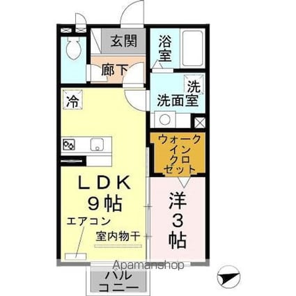 グラミール中之島[1LDK/33.39m2]の間取図