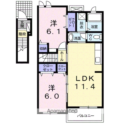 アルコバレーノ[2LDK/57.07m2]の間取図