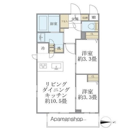 Ｌａ　Ｐｅｒｌａ　Ｎａｋａｎｏ[2LDK/40.25m2]の間取図