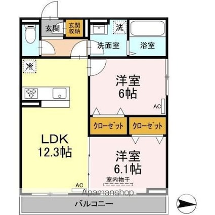 フェールⅡ[2LDK/56.55m2]の間取図