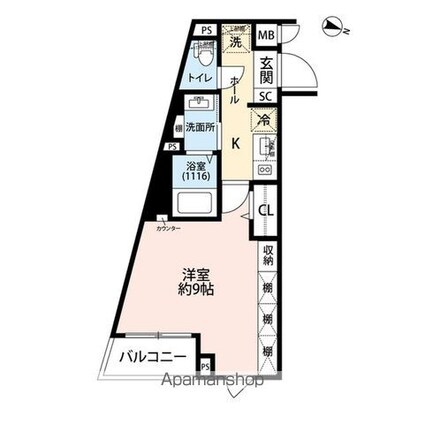 プレール・ドゥーク練馬Ⅱ[1K/28.34m2]の間取図