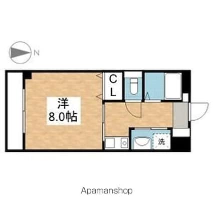 アビテイケダ[1K/26.4m2]の間取図
