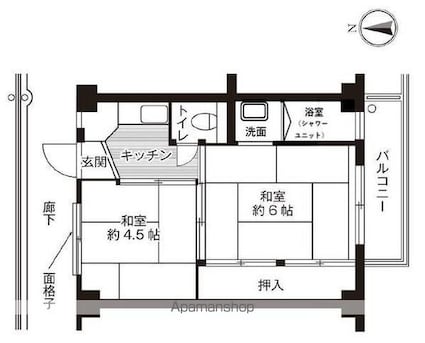 和歌山県和歌山市紀三井寺[2K/28.98m2]の間取図