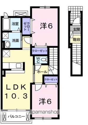 サウスセブンⅡ[2LDK/58.48m2]の間取図