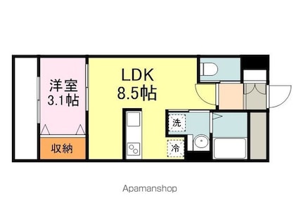 月光福山中央壱番館[1LDK/28.72m2]の間取図
