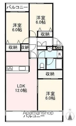 サンコート屋島[3LDK/69.67m2]の間取図