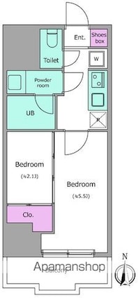 ドゥーエ亀戸Ⅲ[2K/25.4m2]の間取図