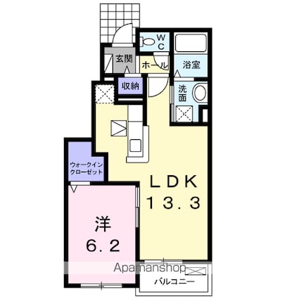 広島県福山市神村町[1LDK/44.15m2]の間取図