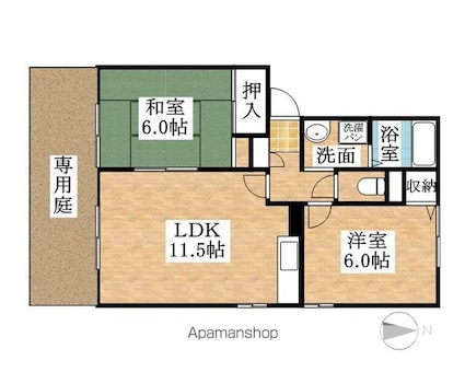 愛知県丹羽郡大口町下小口６丁目[2LDK/52.41m2]の間取図