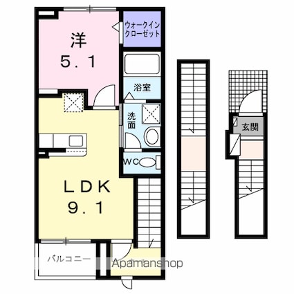 ボン　ボヤージュ[1LDK/42.2m2]の間取図