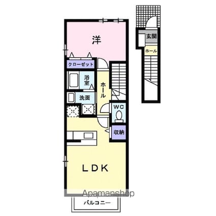 サン　フィオーレＢ[1LDK/41.98m2]の間取図
