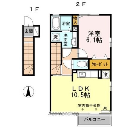 ニュータウンＩＩＩ[1LDK/45.69m2]の間取図