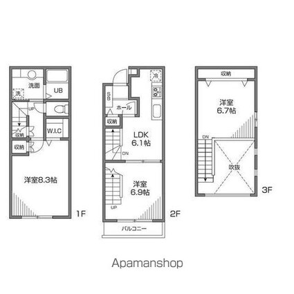 ルシオン[3DK/68.27m2]の間取図