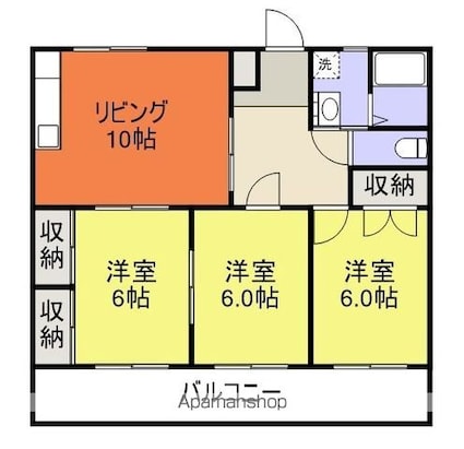アルカディアマンション[3LDK/69.16m2]の間取図