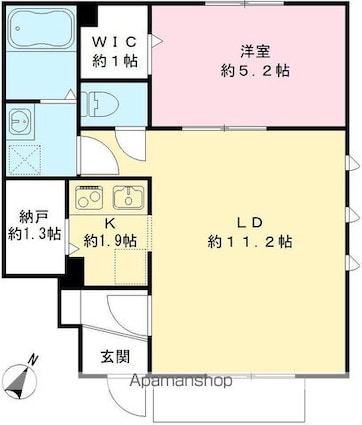 エミール上馬[1LDK/42.37m2]の間取図