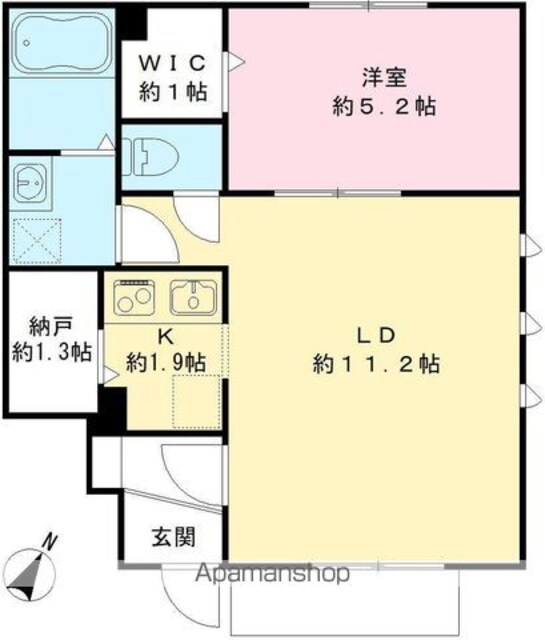 エミール上馬[1LDK/42.37m2]の間取図